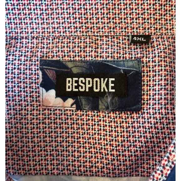 Bespoke Shirt Mens Floral Long Sleeve Navy Red White 4XL Flip Cuff Hawaiian - Picture 3 of 11